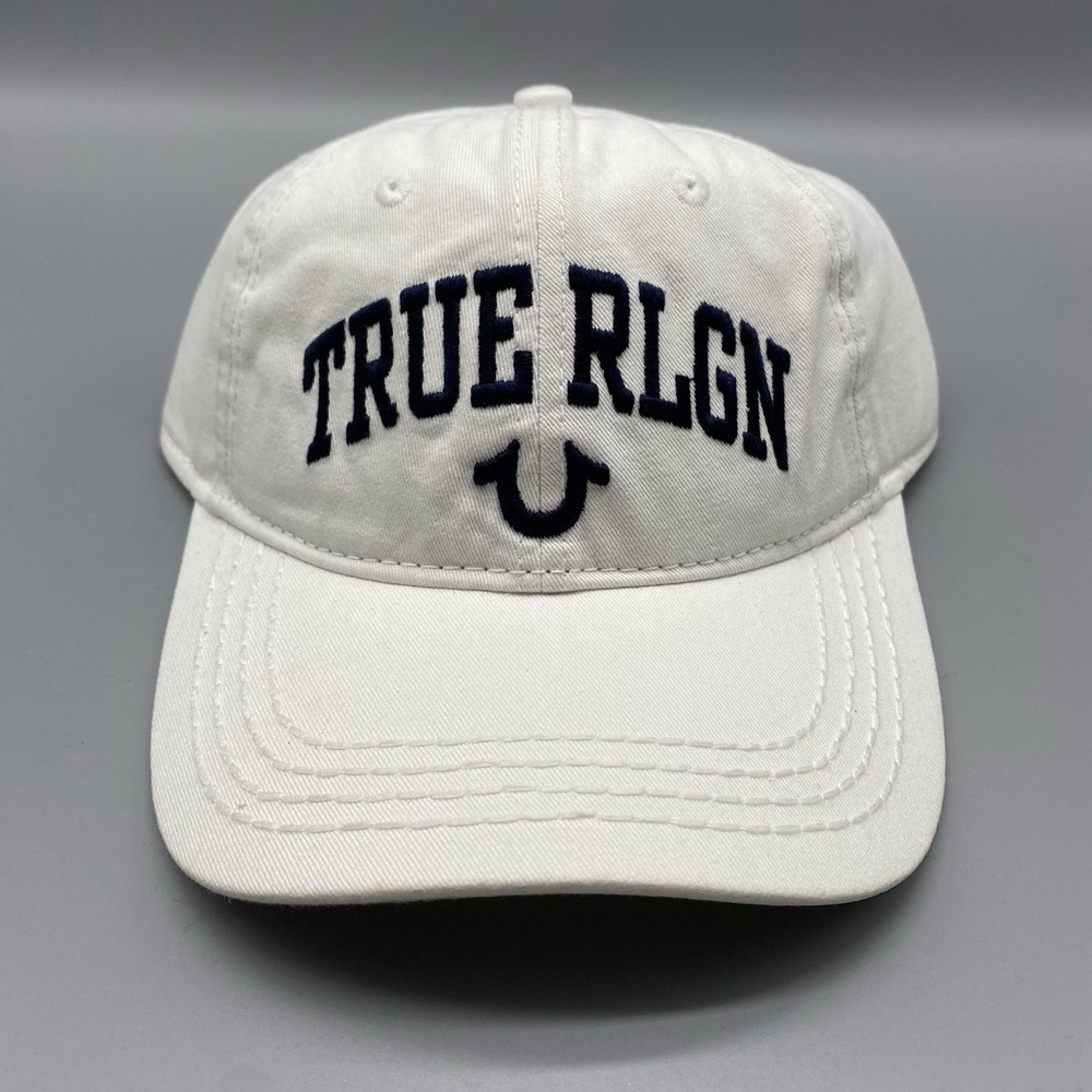 True Religion Hat Mens One Size White True Rlgn Adujustable Strapback Cap Cotton